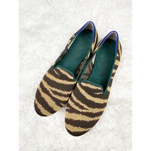 Rothy's Chai Zebra The Loafer Flats Size 8 Excellent Condition Brown Gold Green